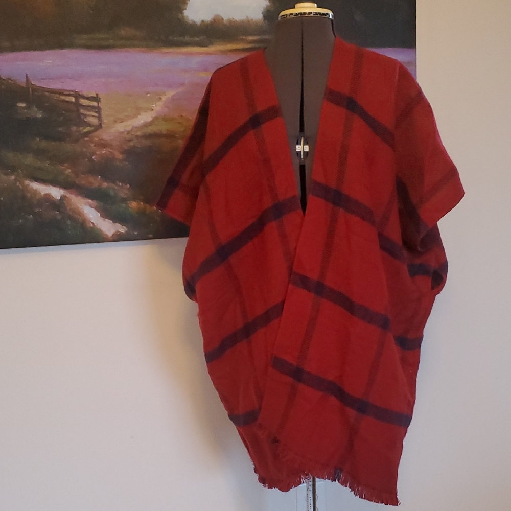 NWT LOFT Red and Black Reversible Wrap